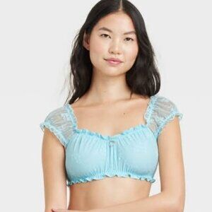 Floral Lace Off Shoulder Bralette Top - Size M (34C, 34D, 36B, 36C)